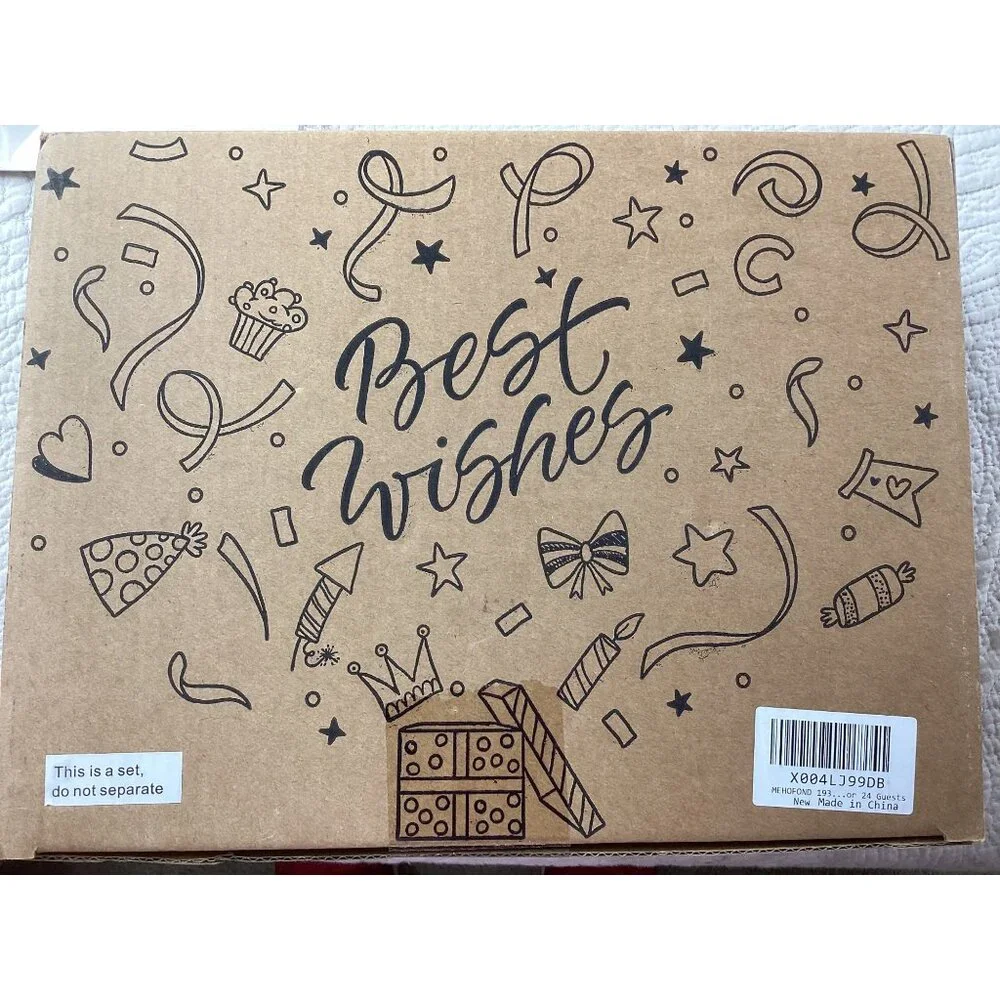 Best Wishes Cherry-Themed Party Set For 24 Guests*Plates*Cups* Cutlery & Napkins